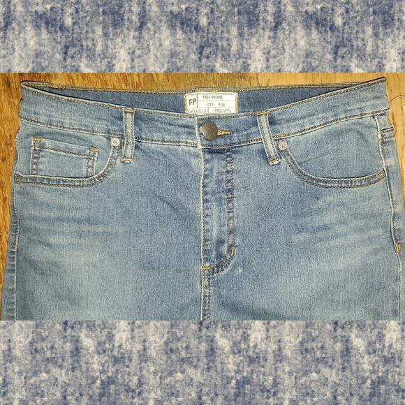 Free People Gummy High Rise Roller skinny cropped stretch Jeans dusty blue - Picture 10 of 16